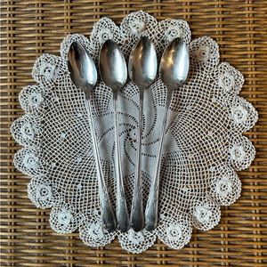 Vintage Rogers Oneida “Meadowbrook” Silver Plate, 1936, Four ice tea spoons